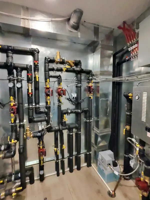Commercial hydronic mechanical room installation by Element in St. George, UT