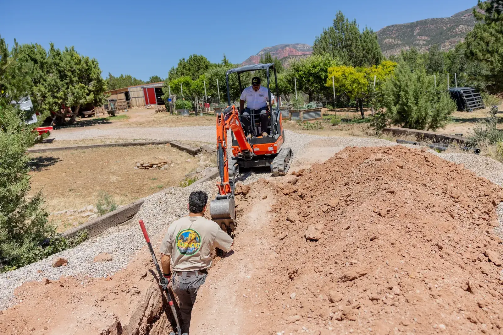 Digging a trench for a new water line at a home in St. George, Utah