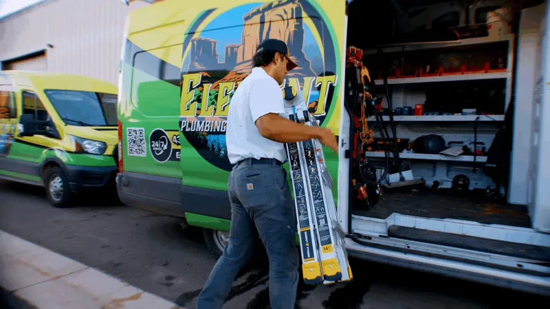 Element technician loading equipment from service van in St. George, UT