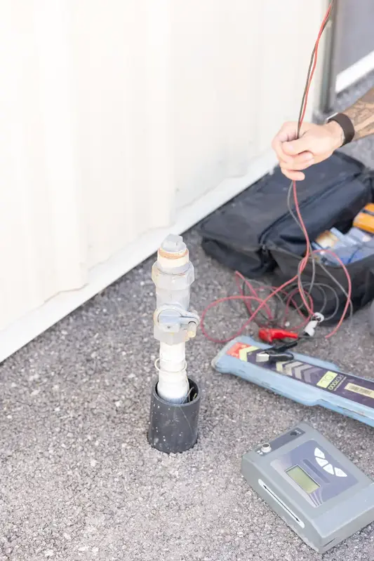 Leak detection equipment on a water line in St. George, UT