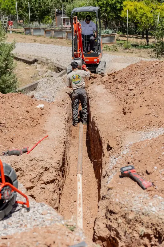 Long trench dug for a new line in St. George, UT