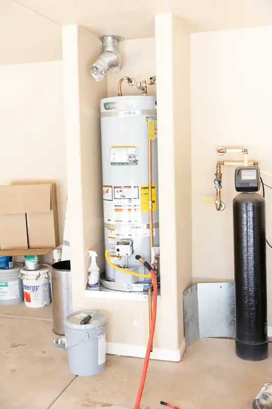 Water heater and water softener installed in a garage in St. George, UT