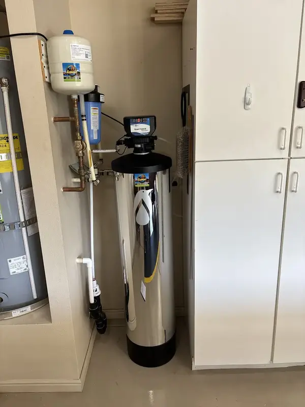 Whole home water filter installed in a garage in St. George, UT